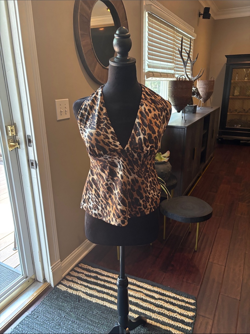 Longitude Leopard Print Halter Camisole - Brown/Tan